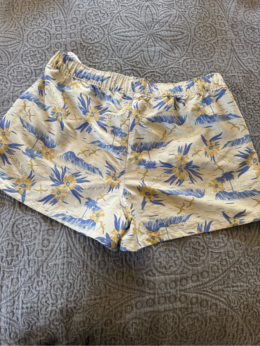Patagonia Women's Floral Print Elastic Waist Shorts - Blue & Cream
